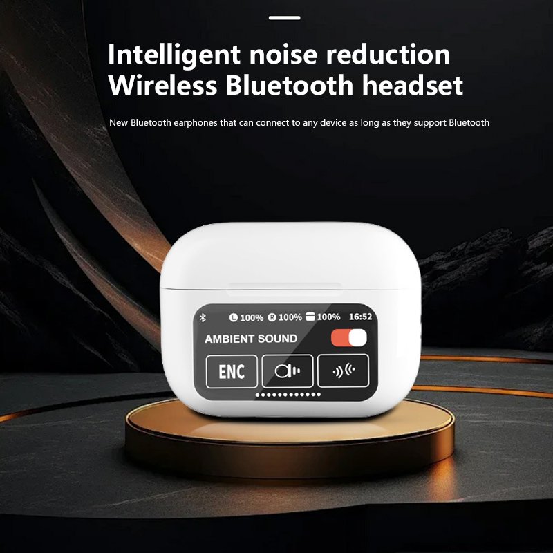 A9 Pro Bluetooth Headset LCD Smart Color Screen Wireless Active Noise Reduction Super Long Battery Life Touch Screen Headphone