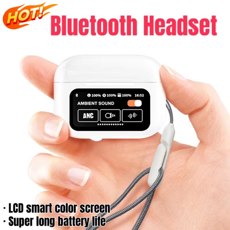 A9 Pro Bluetooth Headset LCD Smart Color Screen Wireless Active Noise Reduction Super Long Battery Life Touch Screen Headphone