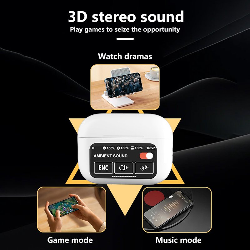 A9 Pro Bluetooth Headset LCD Smart Color Screen Wireless Active Noise Reduction Super Long Battery Life Touch Screen Headphone